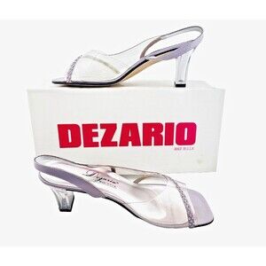 Vtg DEZARIO Women's 7 Lilac Lucite Heels Jelly Strappy Y2K Cinderella Prom Fairy